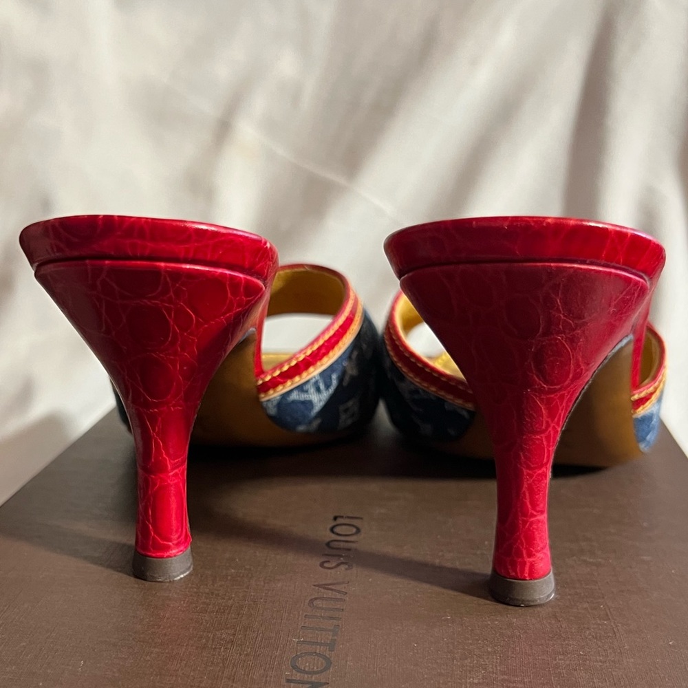 Louis Vuitton Denim and Red Sandals - Picture 5 of 13